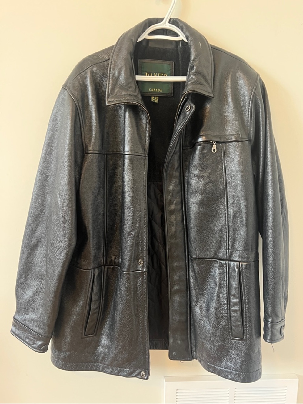 Danier Black Leather Men’s Pea Coat - Zip & Snap Front